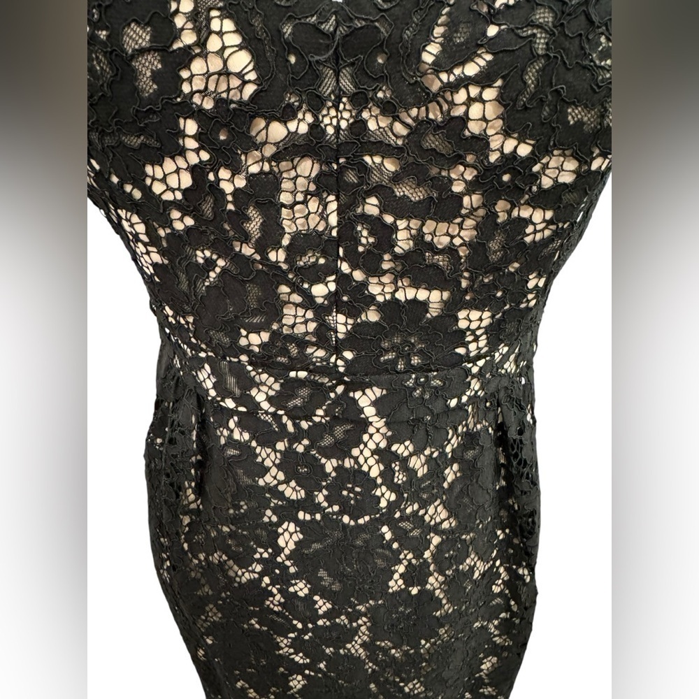 J. Crew Dress Black Lace Overlay Nude Lining MIDI - Picture 4 of 16